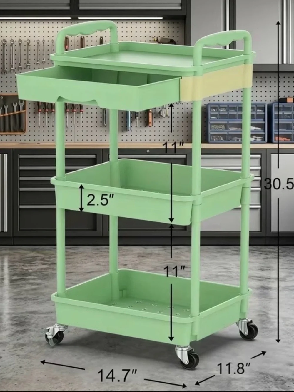 White 3-Tier Utility Rolling Cart - Brand: